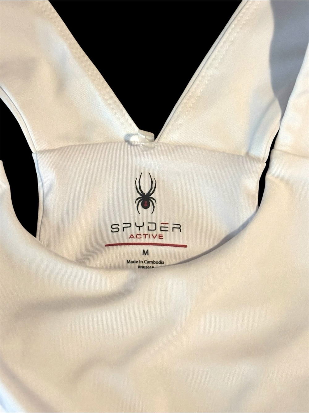 Spyder White Performance Scoop-Back Tank